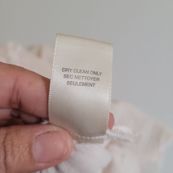 Rebecca Taylor Sleeveless Ivory Peplum Top W/ Sheer Pink Back Detail Size 8 Silk - Picture 7 of 11